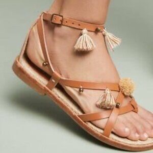 Anthropologie Women's Soludos Panarea Tassel Sandals Nude Size 7.5